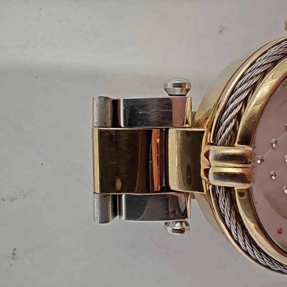 Invicta Bolt Two-Tone Quartz Watch Gold Silver Bracelet Diamond Dial EUC Working - Picture 12 of 16